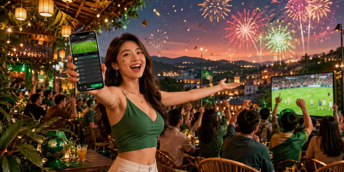 Người dùng tại Đà Lạt chơi jackpot slot trên điện thoại tại quán cà phê buổi tối