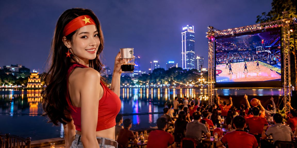 Người dùng tại Hà Nội xem kèo bóng rổ và đặt cược trực tuyến qua điện thoại trong quán cà phê