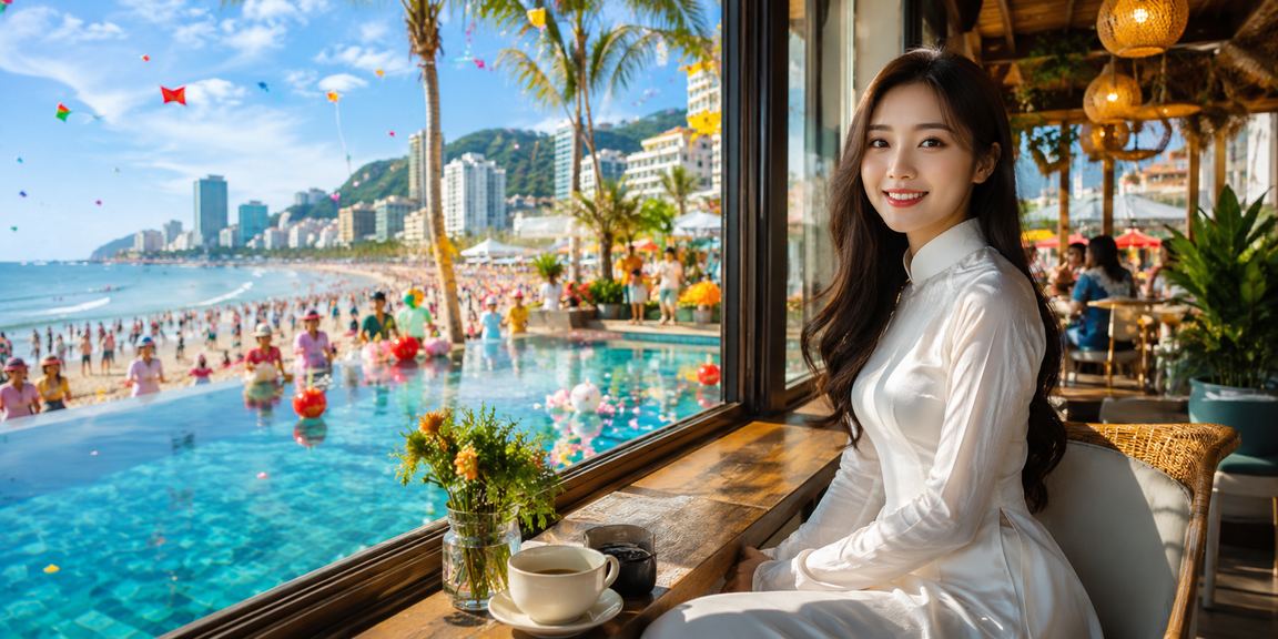 Người dùng Vũng Tàu kiểm tra bonus hoàn tiền thể thao madout2 trên điện thoại bên bờ biển