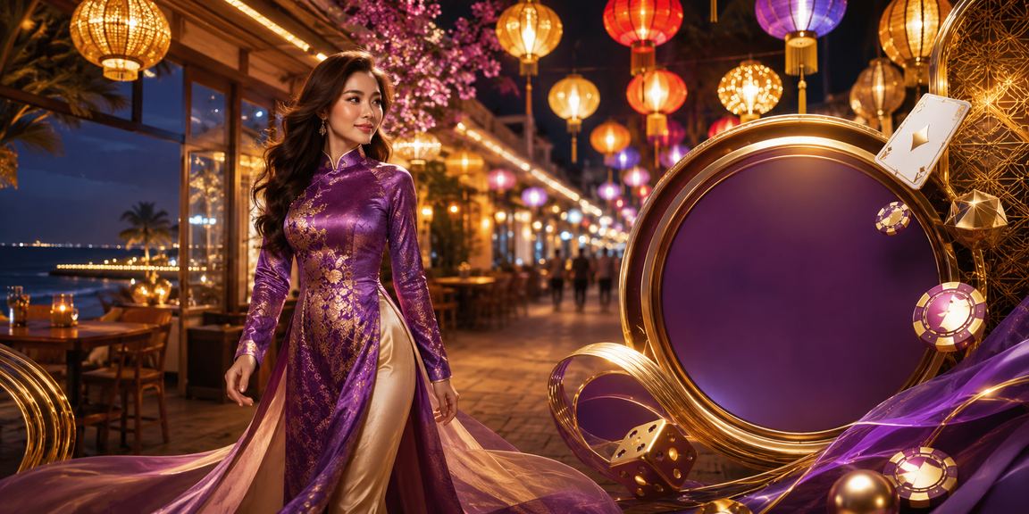 Người dùng VIP tại Vũng Tàu mặc áo dài nhận thưởng jackpot lớn qua điện thoại bên biển